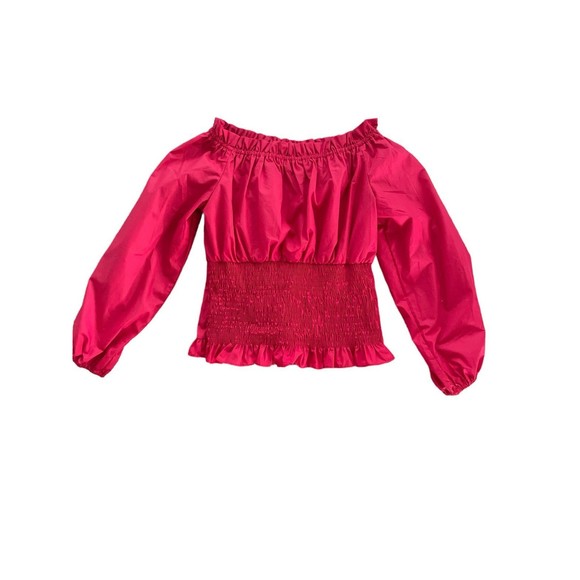 Scarlet Darkness Renaissance Corset Style Full Sleeve Ruffled Neck Red Top M - Picture 2 of 9